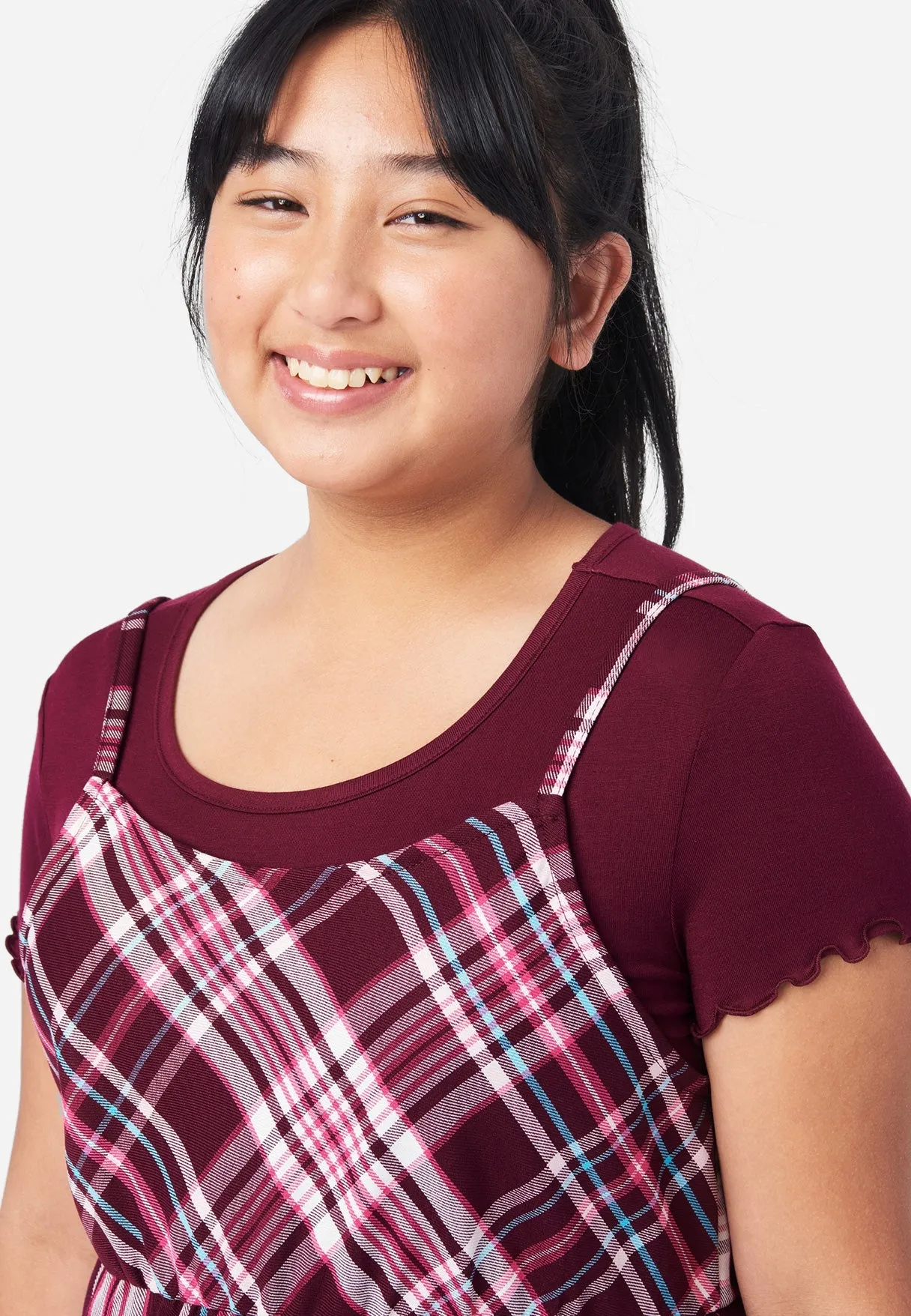 2fer Babydoll Plaid Dress