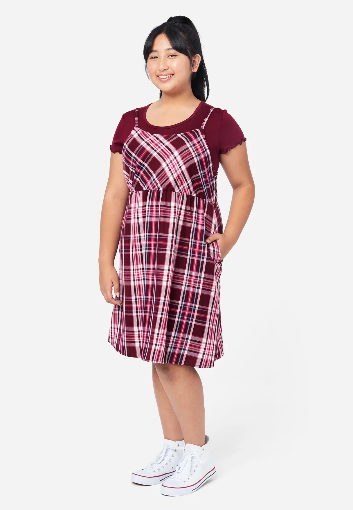 2fer Babydoll Plaid Dress