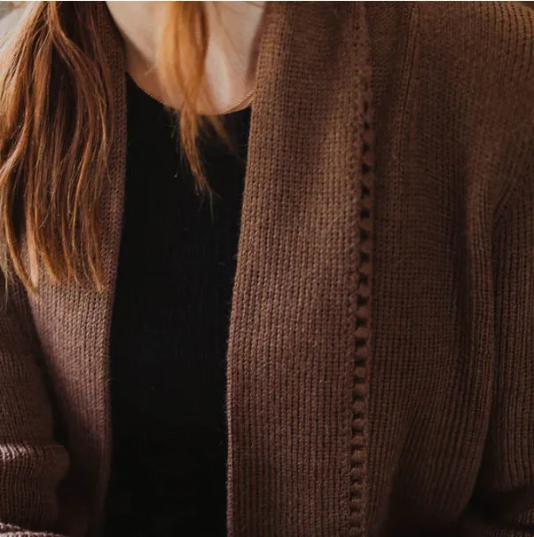 Alice Sweater w Hand-Crocheted Detail - Blushing Brown