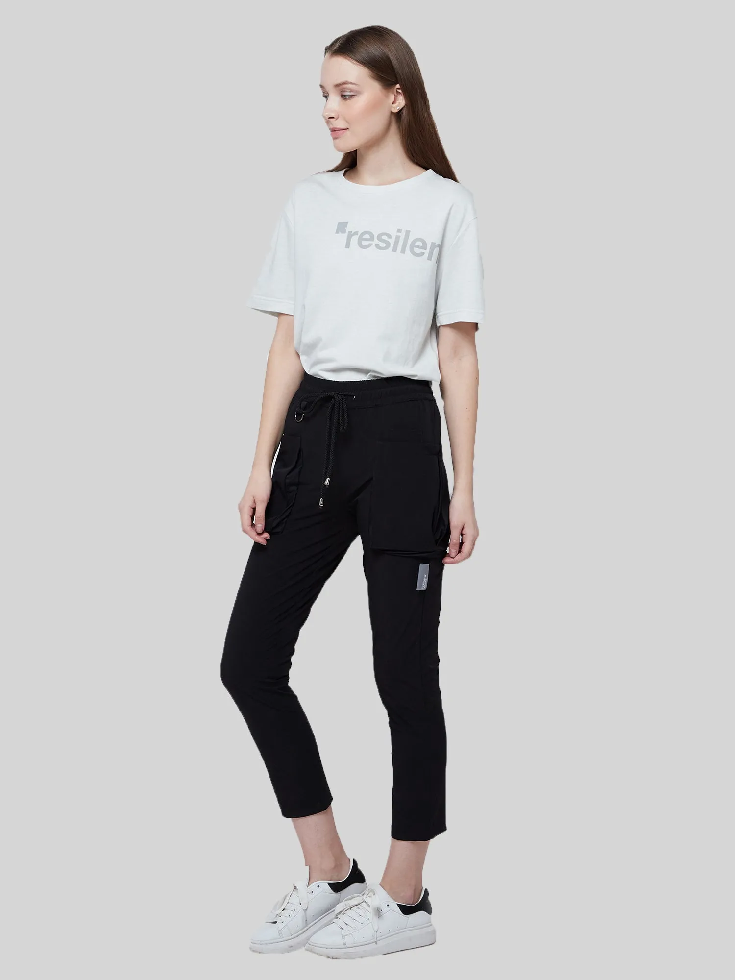 All Black Utilitarian Cargo Female Pants