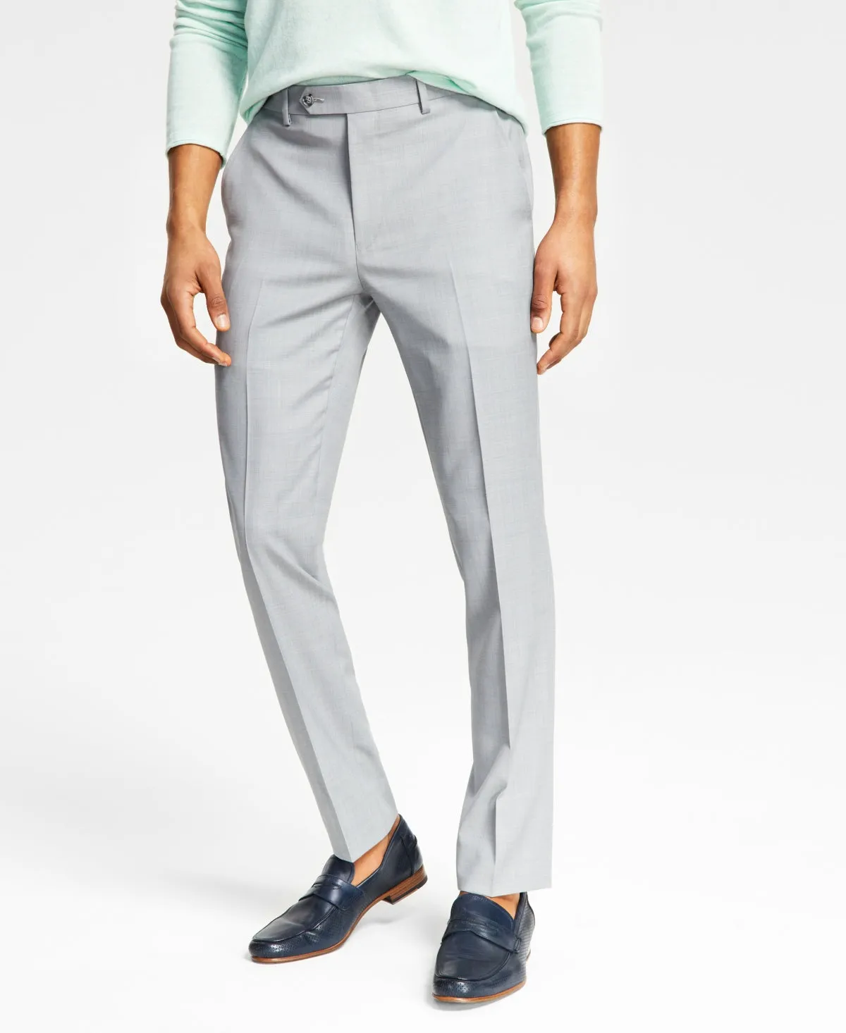 Bar Iii Mens Skinny fit Dress Pants 34 / 32 Grey Solid