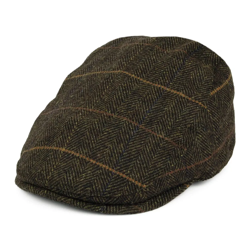 Barbour Hats Cheviot Herringbone Flat Cap With Earflaps - Olive