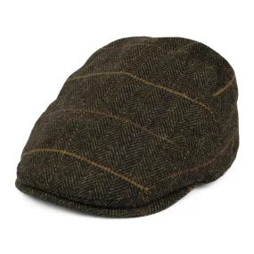 Barbour Hats Cheviot Herringbone Flat Cap With Earflaps - Olive