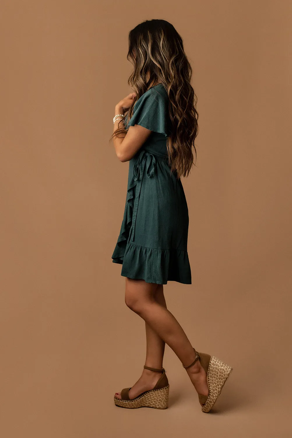 Belong Together Wrap Sun Dress (Dusty Teal) | PREORDER Restocking 4/11