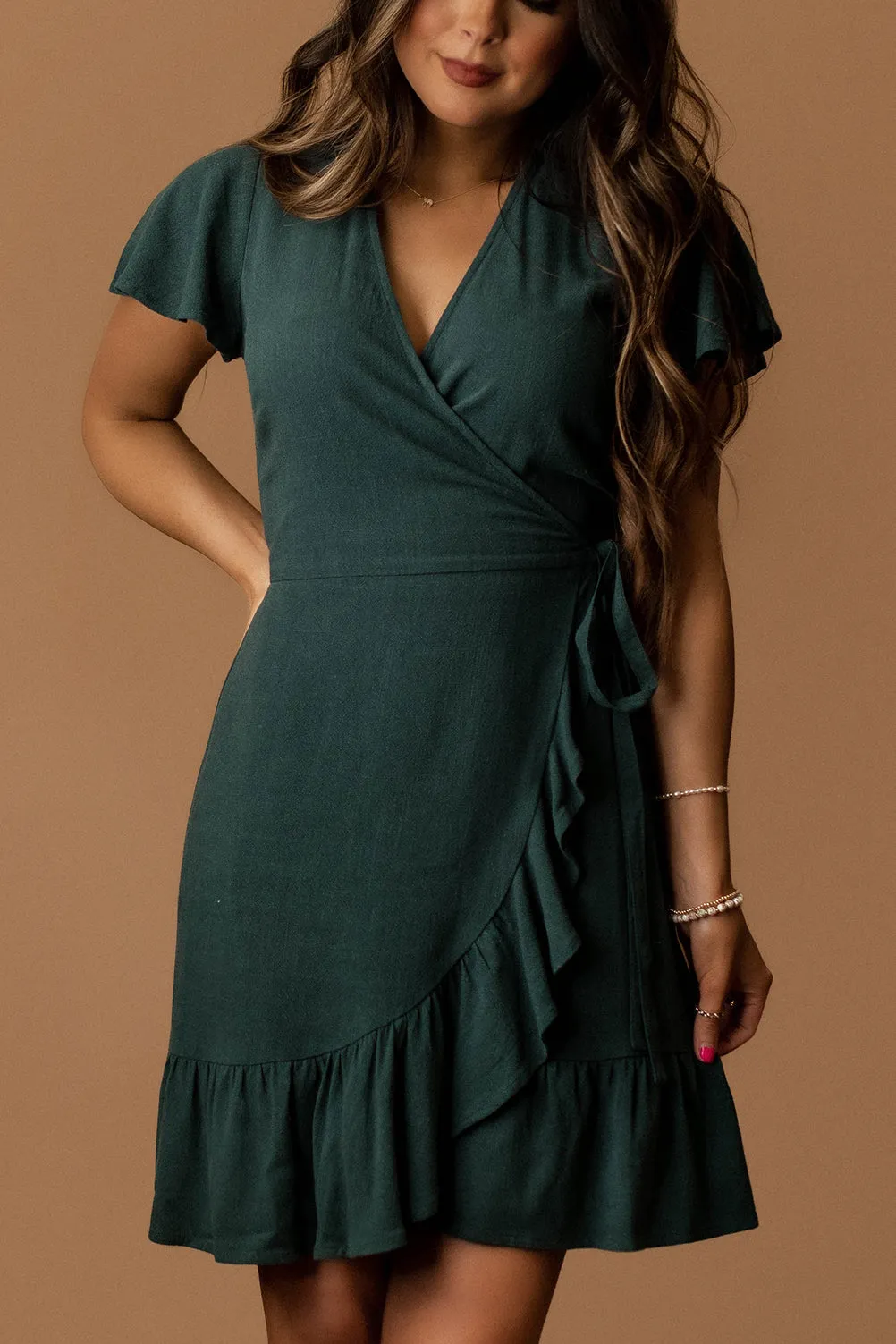 Belong Together Wrap Sun Dress (Dusty Teal) | PREORDER Restocking 4/11