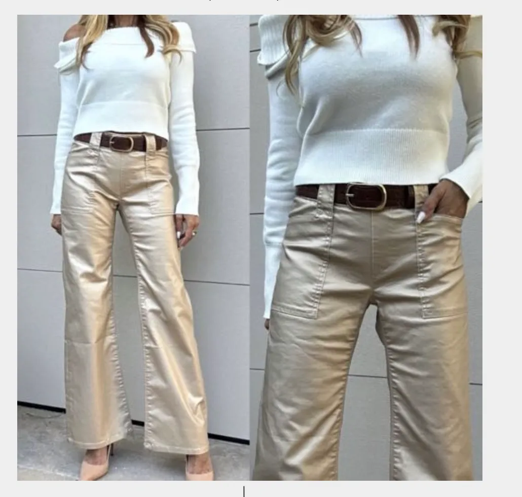 'Bevy Flog' Josie Gold Vegan Pant