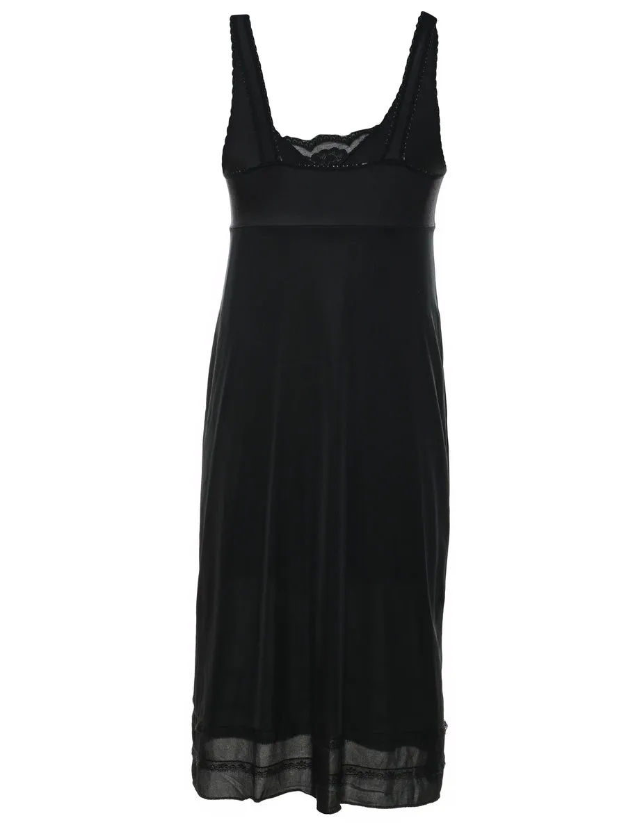 Black Lace Trim Nightdress - XS