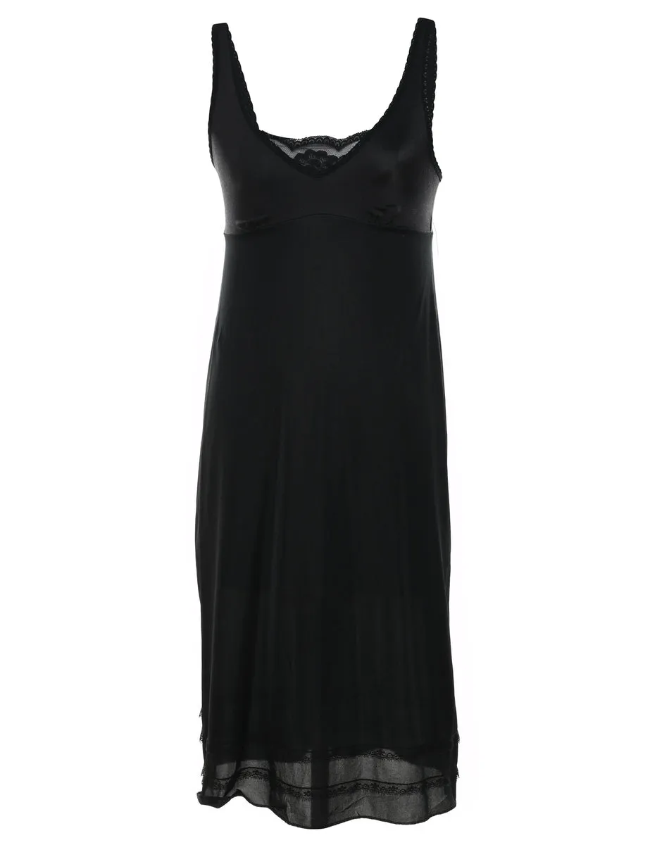 Black Lace Trim Nightdress - XS