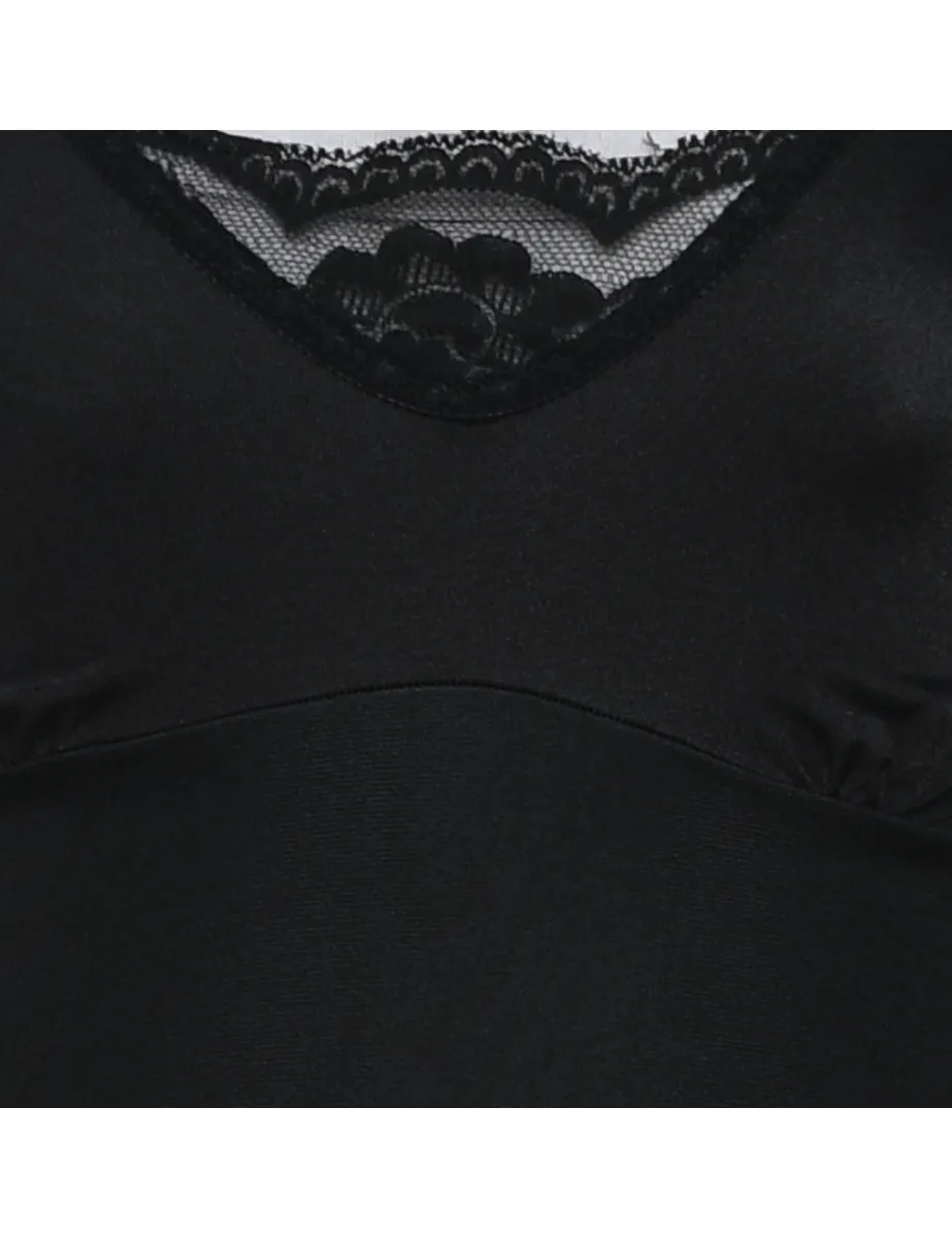 Black Lace Trim Nightdress - XS