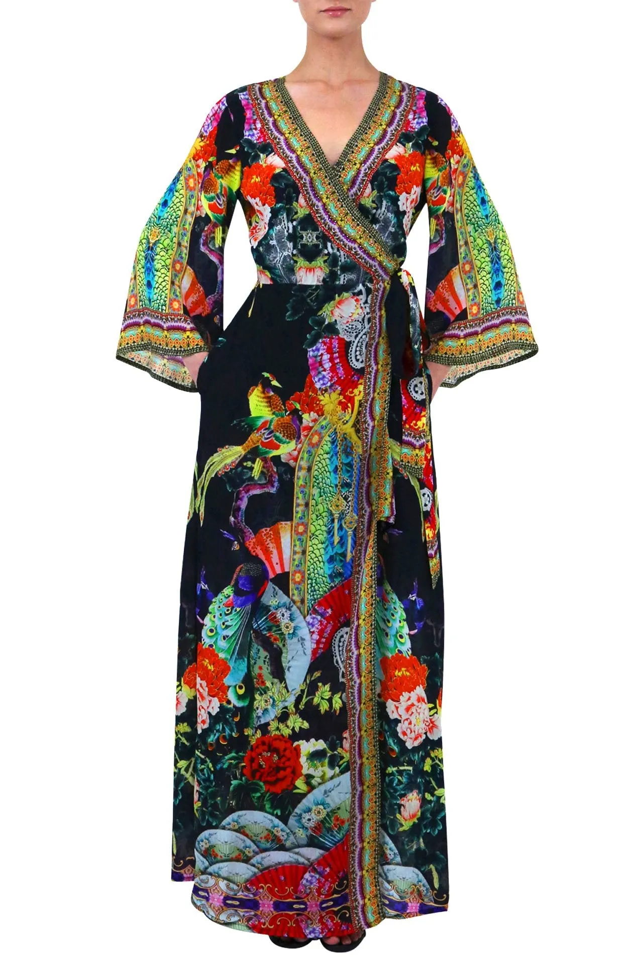 Black Wrap Dress With Sleeves