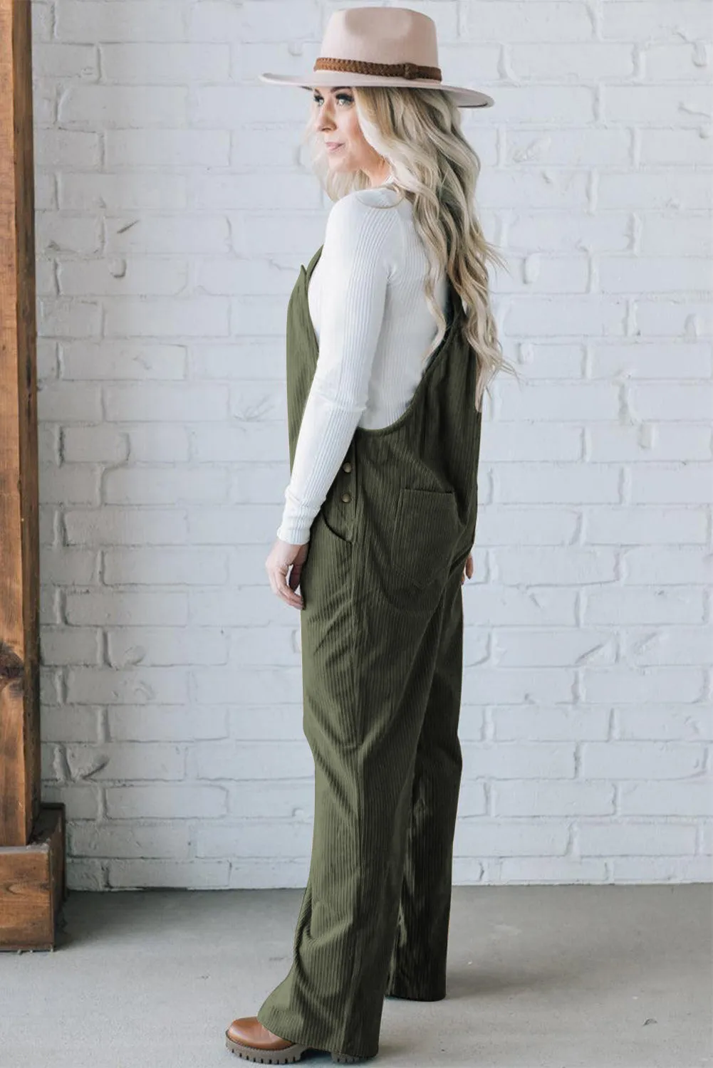 Button-Front Corduroy Overall