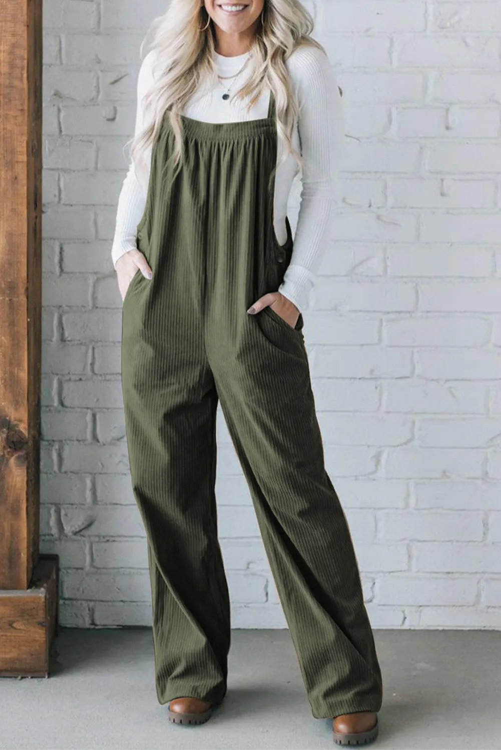 Button-Front Corduroy Overall