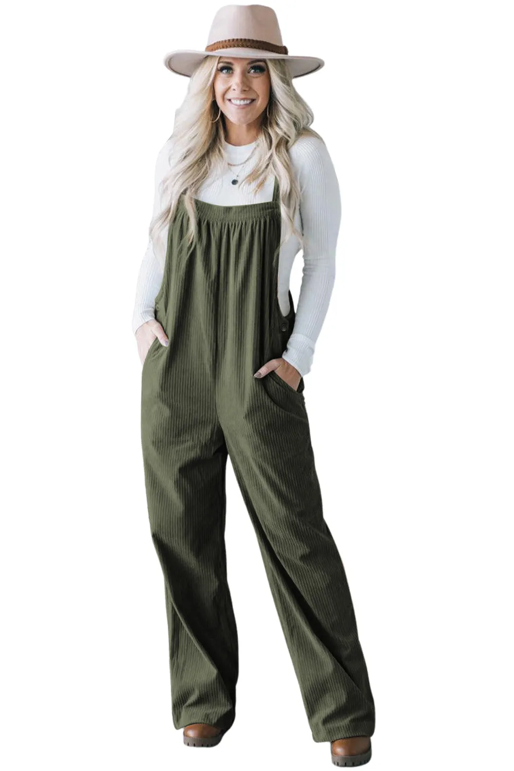 Button-Front Corduroy Overall