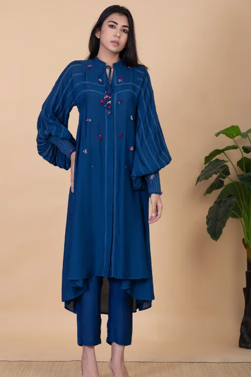 Chambray & Co.'S Zairi Hand Emboirdered Vegan Silk Coord Set