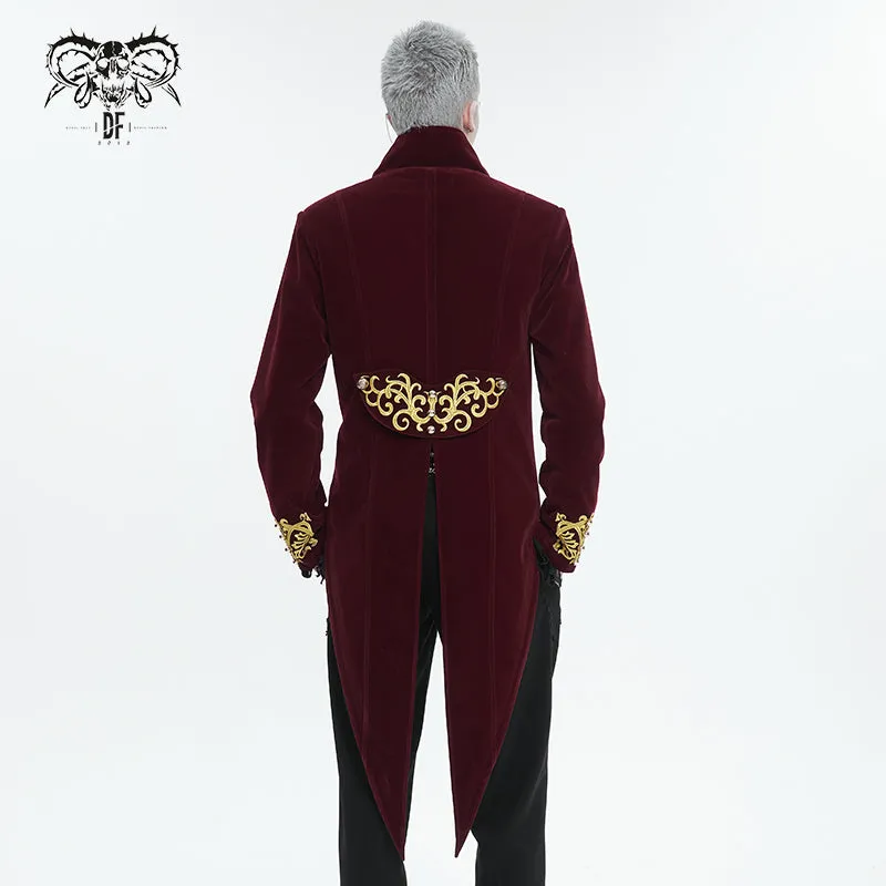 CT20802 wine Embroidered Stand Collar Tuxedo Men's Dress Jacket