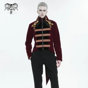 CT20802 wine Embroidered Stand Collar Tuxedo Men's Dress Jacket