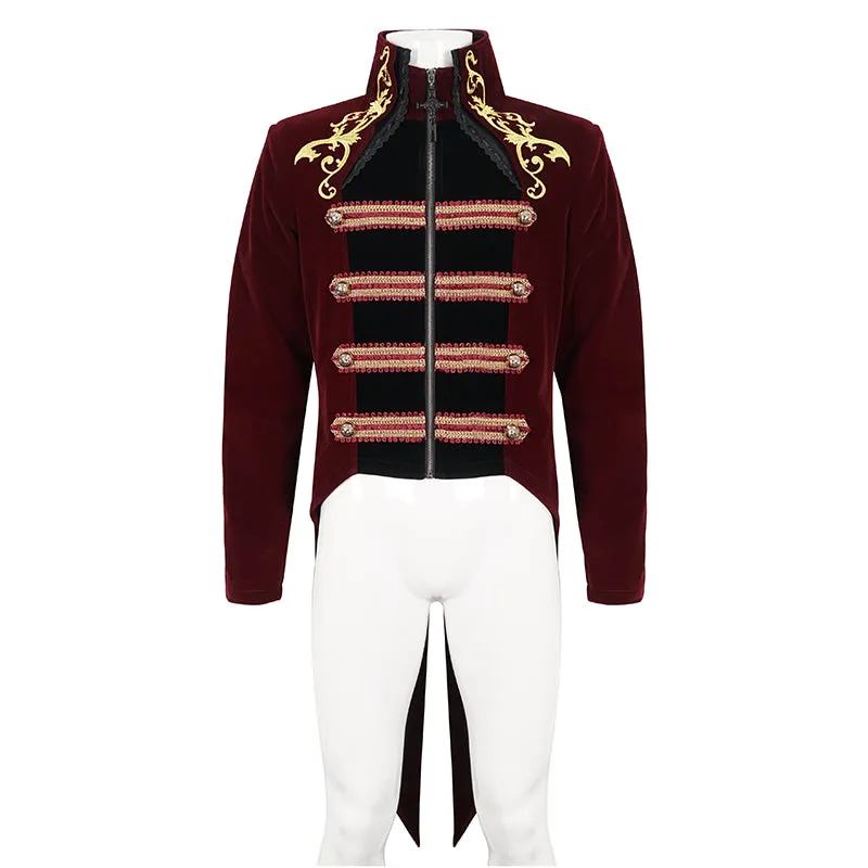 CT20802 wine Embroidered Stand Collar Tuxedo Men's Dress Jacket
