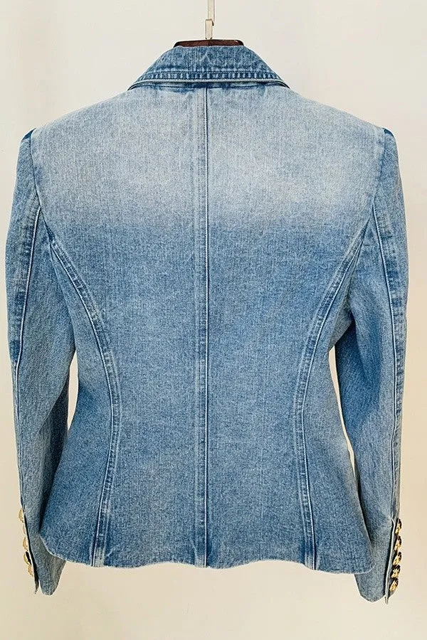 DOUBLE-BREASTED DENIM BLAZER
