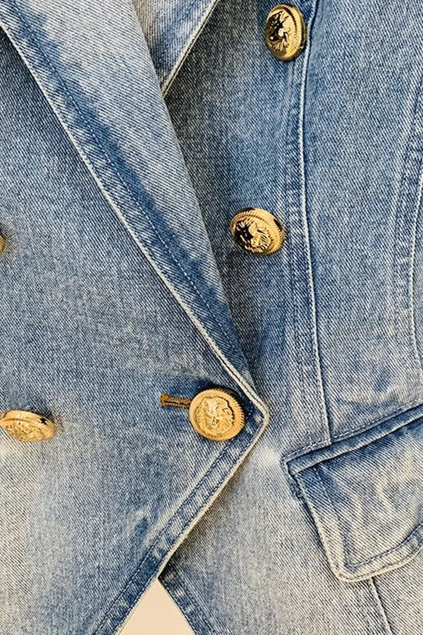 DOUBLE-BREASTED DENIM BLAZER