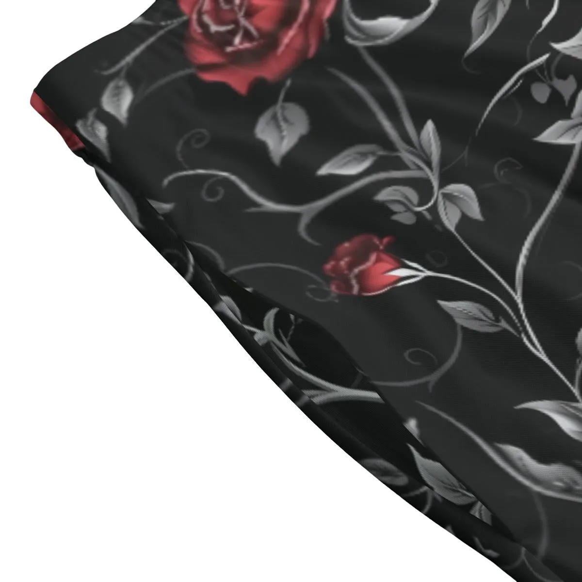 Gothic Red Roses Long Maxi Skirt With Pockets