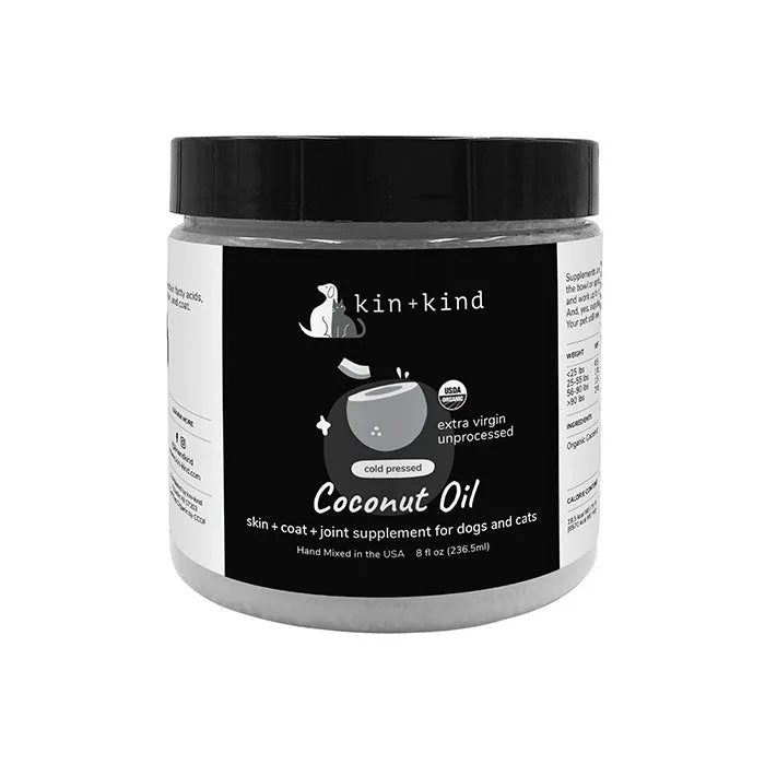 Kin   Kind Dog & Cat Supplement Cold Pressed Coconut Oil 16oz