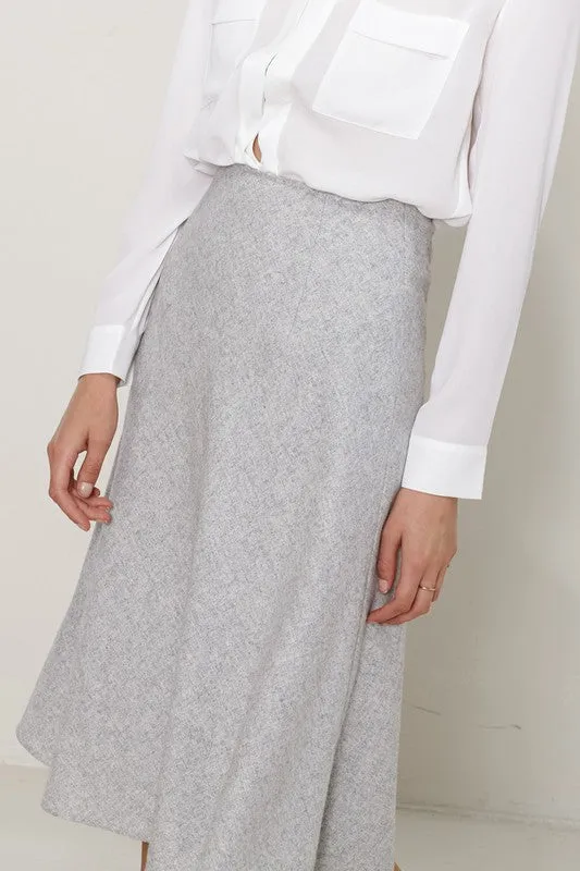 Ro & De High Waisted Wool Knit Midi Skirt