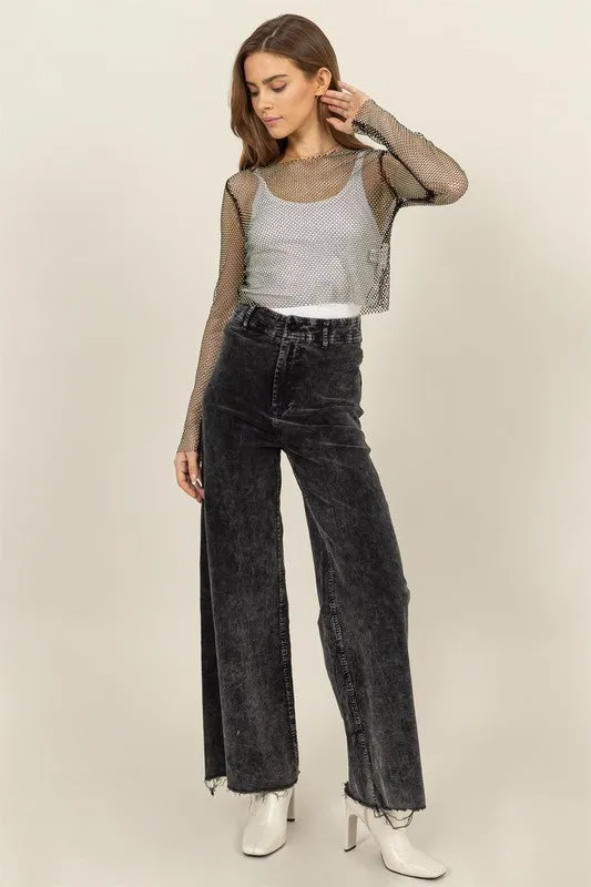 SALE* Washed Corduroy Flare Leg Pants