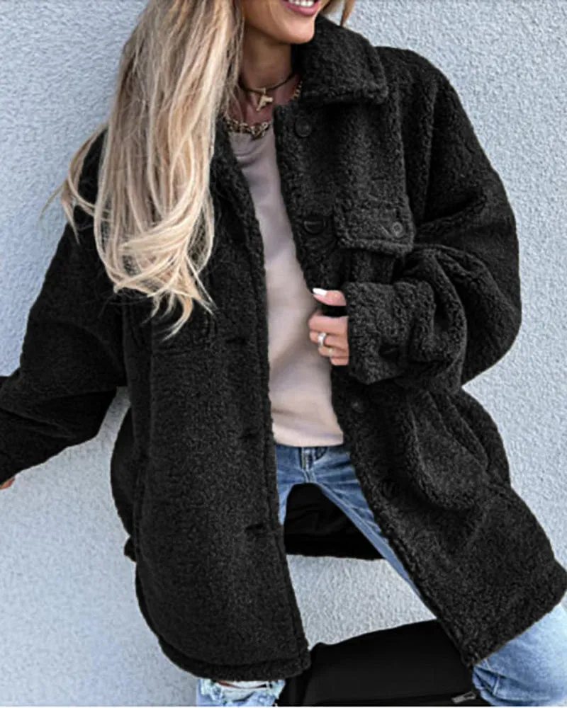 Single-breasted Lapel Irregular Mid-length Fur Coat