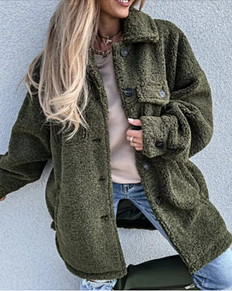 Single-breasted Lapel Irregular Mid-length Fur Coat