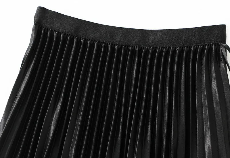 Spring Elegant Bow Mesh Midi Skirt