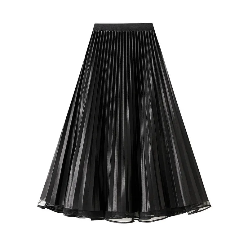 Spring Elegant Bow Mesh Midi Skirt