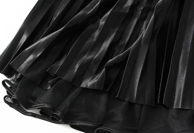 Spring Elegant Bow Mesh Midi Skirt