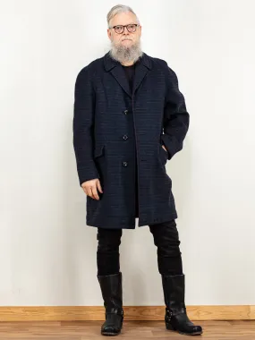 Vintage 80's Men Wool Blend Coat in Blue
