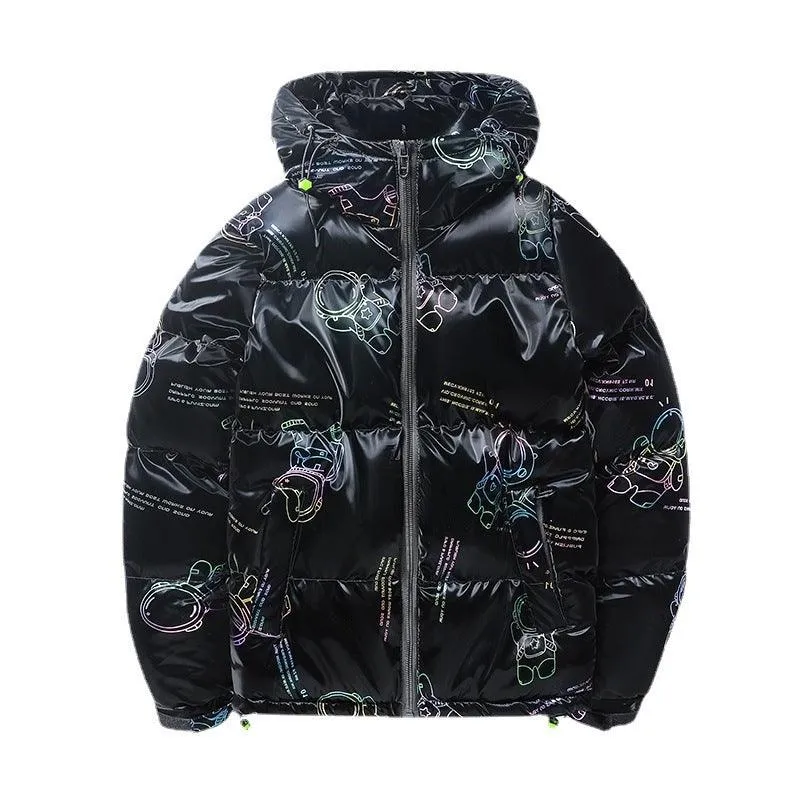 Winter Glossy Hooded Cotton Coat