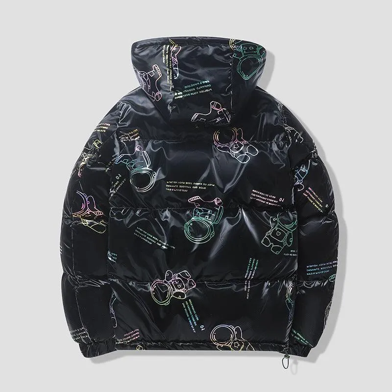 Winter Glossy Hooded Cotton Coat