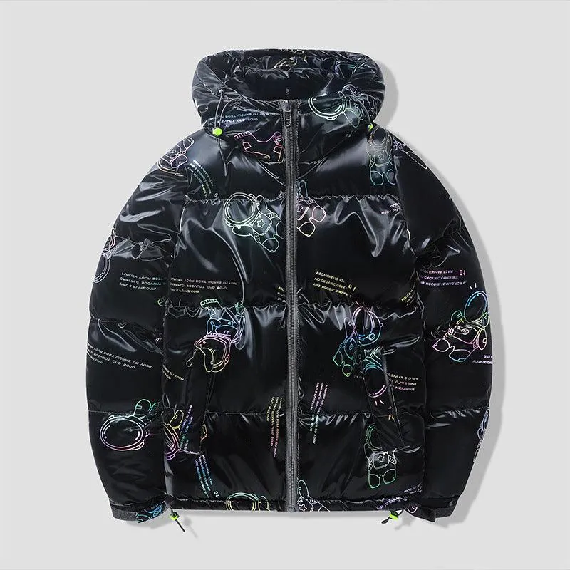 Winter Glossy Hooded Cotton Coat