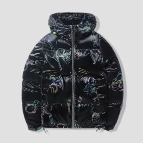 Winter Glossy Hooded Cotton Coat