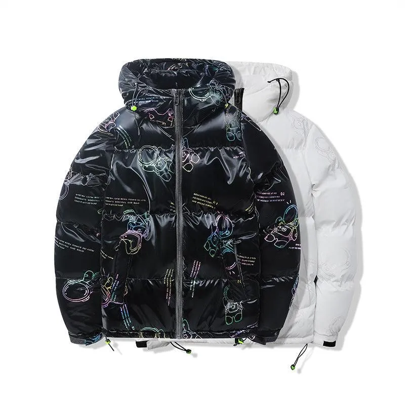Winter Glossy Hooded Cotton Coat